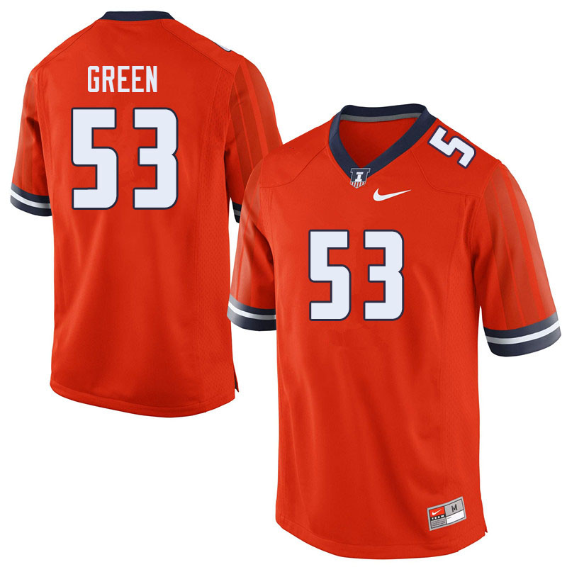 Men #53 Kendrick Green Illinois Fighting Illini College Football Jerseys Sale-Orange